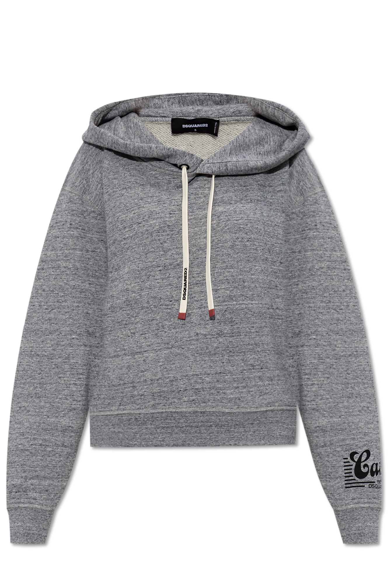 パーカー・フーディ Dsquared2 Grey Cotton Sweatshirt With Logo Dsquared2 Brushed Melange Fleece Relax Fit Hoodie Sweatshirt